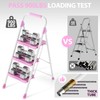 KINGRACK 3 Step Ladder, Sturdy Step Stool with Handrail, Anti-Slip