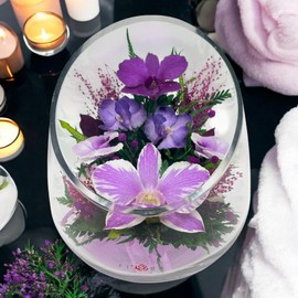 Fiora Flower Elegant Orchid Arrangement in Glass Vase | Preserved Real Orchids Lasting 5 Years | Ideal for Home Decor or Romantic Gift