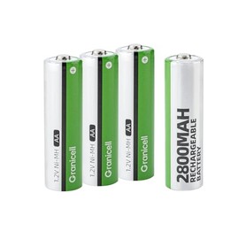 Granicell AA Rechargeable Batteries 2800 mAh High Capacity 1500 Cycle,1.2V NiMH Low Self Discharge AA Battery，One Box Contains 4 of Them.