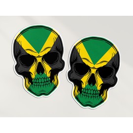 2 x 10cm Jamaica Skull Stickers - Jamaican Flag Travel Holiday Pirate Funny Kids Girls Boys Men Women Scrapbook Sticker #82092