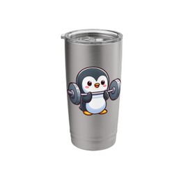 Cute Penguin Dumbbell Workout Comic Fitness Stainless Steel Insulated Tumbler