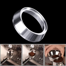ANCLLO Espresso Funnel 58mm Stainless Steel Coffee Dosing Ring Compatible with 58mm Breville Portafilter Silver