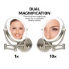 Ovente 7.5" Lighted Wall Mount Makeup Mirror, 1X & 10X