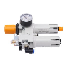 Tire Changer Air Pressor NPT Compressed Air Filter Regulator Lubricator Combo Water/Oil Trap Separator - Gauge(0-145 psi), Poly Bowl, Anti-Corrosion Plastic Housing, Complete Accessories