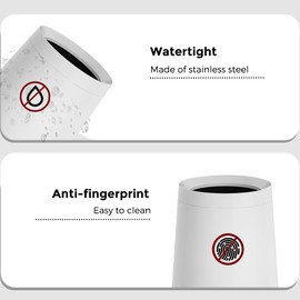 LEASYLIFE 8L/2.1GAL Bathroom Small Garbage Can,Open Top Trash Can,White Trash Can for Bathroom,Bedroom,Living Room，Powder Room，Office (white-132-8l)