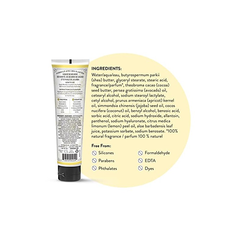 J.R. Watkins Natural Hand Cream, Lemon Cream, 3.3 Ounce
