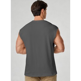 URMYPAWR Canottiera da uomo testurizzata senza maniche, oversize, fitness, streetwear, disponibile in diversi colori e taglie, grigio scuro, L