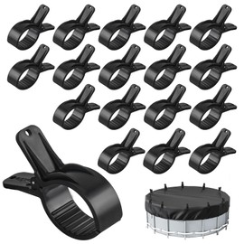 18 Pack Pool Cover Clamps Large Span Clips Strong Spring Clamp for Pool Cover Pool Accessories Pool Cover Clips (Black, Small x 18)