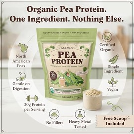 Seedboy Organic Pea Protein Powder Unflavored, 1 lb, 20g Plant-Based Protein, USA Processed & USA/Canada Grown, Vegan, Dairy-Free, Soy-Free, Gluten-Free, Glyphosate-Free, Unsweetened