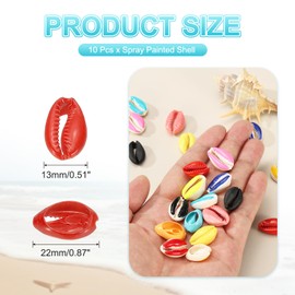 PATIKIL Cowrie Sea Shells, 10 Pcs Red Smooth Oval Seashells Beads Natural Cowrie Beach Shells Decoration Craft Bead for DIY Bracelet Jewelry Crafting