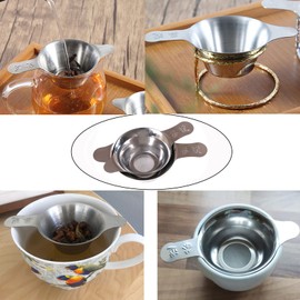 NentMent 2 Pack Fine Mesh Strainer Stainless Steel Tea Strainer with Tab Coffee Filter Cocktail Strainer Sieve Bar Strainers for Glass Tea Pitcher Coffee Mugs Kyusu Teapot Espresso Cups Measuring Cup