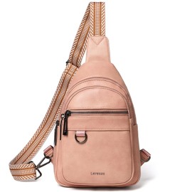 Leresas Sling Bag for Women 2024 Crossbody Bags Fanny Packs Sling Purse Backpack Shoulder Bag Travel Vegan Leather Light Pink