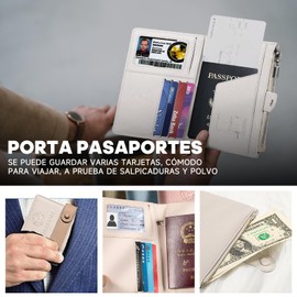 CHENGBAO Porta de Pasaporte,Funda para Pasaporte y Visa con Bloqueo RFID,Caja de Pasaporte para Mujeres y Hombres (Beige)