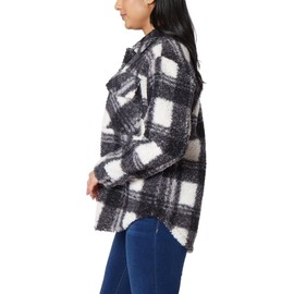 WallFlower Women's Casual Fleece and Plaid Shackets/Jackets Juniors, Eclipse/Snowfall, Medium