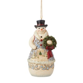 Jim Shore Heartwood Creek - Victorian Snowman with Wreath Hanging Ornament