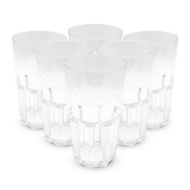 DOJA Barcelona Hard Plastic Cups 50cl Pack of 6 Transparent Cups 154 x 87 x 1.8 mm Hard Transparent Polycarbonate Plastic Cups Reusable Drinking Glasses for Water, Cocktail...