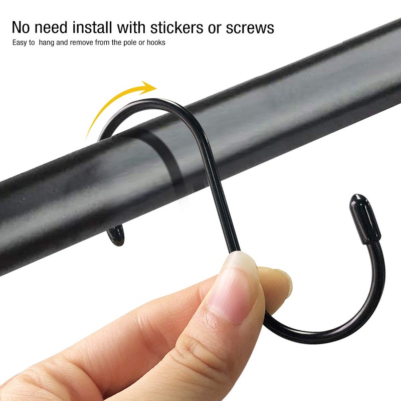 Qcore Pack of 20 Black S-Hooks S Shaped Hooks S
