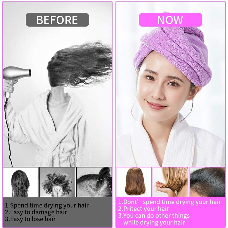 RIGHTWELL Hair Turban Towel, 3 Pack, Turban Towel with Button,