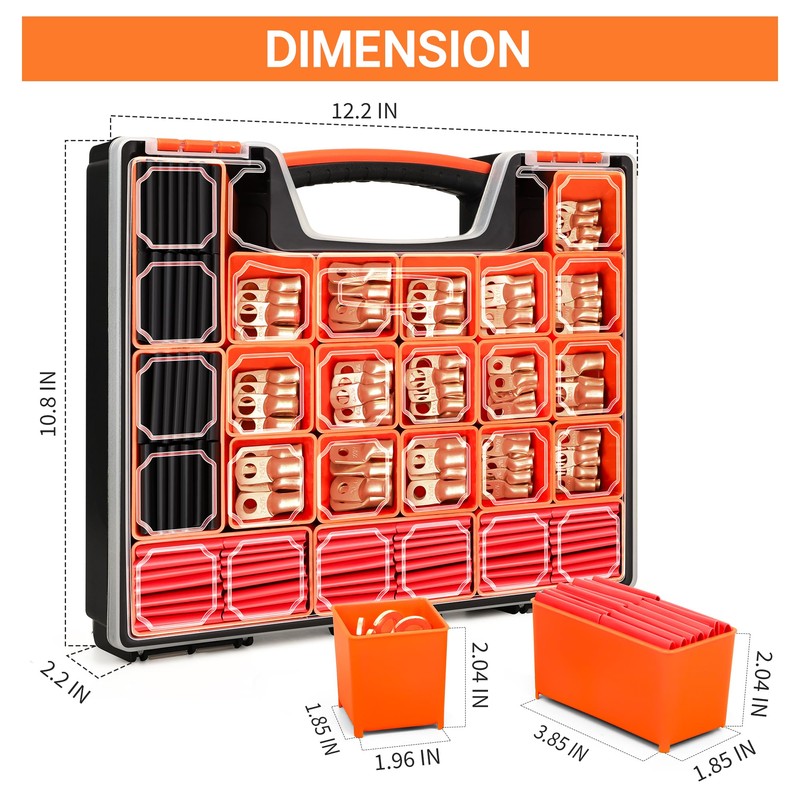Kuject 220PCS Battery Cable Ends AWG 1 2 4 6