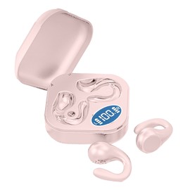 Ear Clip Bluetooth Earbuds HiFi Sound Open Ear Wireless Earphones with Power Display for Sports Running Pink