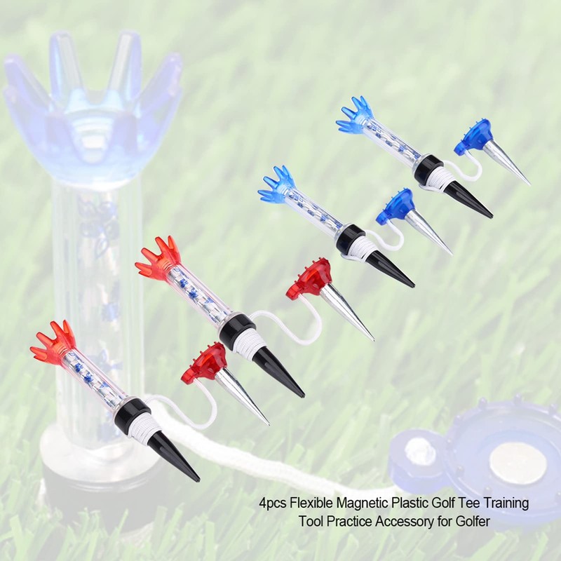 BuyWeek Golf Tees, 4 Pieces Magnetic Plastic Golf Tee Set