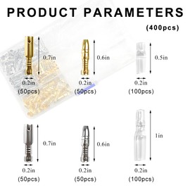 SHMZK 400PCS 3.9mm Bullet Wire Connectors, Male Female Bullet Terminal Connector Block with Insulation Sleeve, Brass Crimp Terminal Wire Spade Connector for Car Truck Motorcycle
