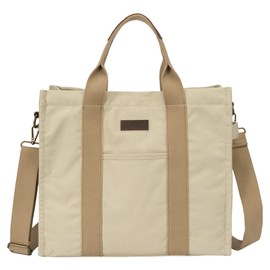 VASCHY The Tote Bags for Women, Canvas Crossbody Shoulder Bag with Zipper Casual Ladies Handbags Purse for Work/Travel/Shopping,Apricot
