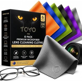 Microfiber Cleaning Cloth – 6 Pack, 230 GSM Ultra Soft Lens Cloth for Glasses, Camera & Screens, Streak-Free, Lint-Free, Scratch-Safe (6x7 Inch)