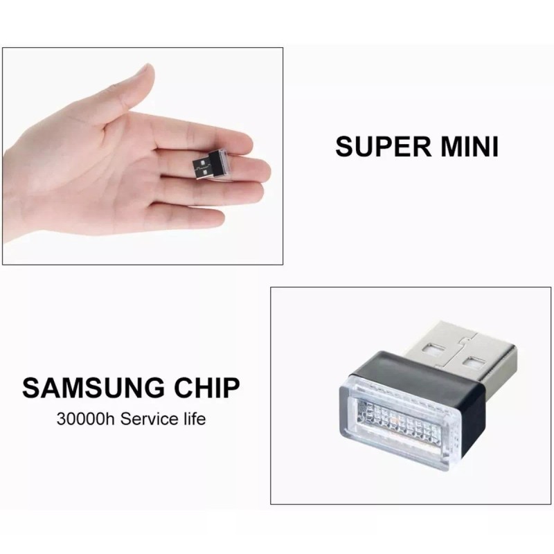 Dolores 2pcs Luz Interior Led Coche Ambiente Decorativas Auto Usb