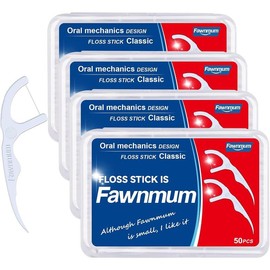 200 Count Classic Dental Floss Picks - Strong, Unflavored, and Tough Dental Cleaners for Thorough Teeth Cleaning (50 Count * 4 Boxes) Gentle Oral