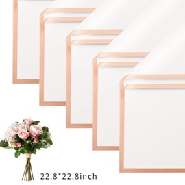 30 Sheets white Gold Edge Flower Bouquet Wrapping Paper，Florist Supplies Waterproof Floral Bouquet Wrapping Paper Bouquet Accessorie，Flower Shop Packaging Pape for DIY Gift Wedding Birthday