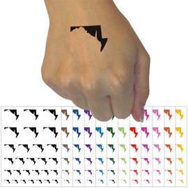 Maryland State Silhouette Temporary Tattoo Water Resistant Fake Body Art Set Collection - Yellow (One Sheet)