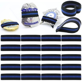 LUTQ 20 Pack Pay Tribute Mourning Bands for Badges With Non-Slip Silicone Inner Lining - Black for Police & Law Enforcement - Respectful Memorial Blue