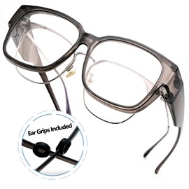 Sehnsucht Anti Fog Over Glasses Safety Glasses Fit Over Prescription Eyeglasses Anti Blue Light Protection Tinted Goggles for Men Women 8602 Grey