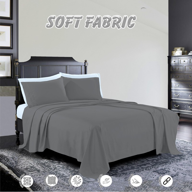 R&Z Plain Luxuary Polycotton Flat Sheets Single, Double, King, S