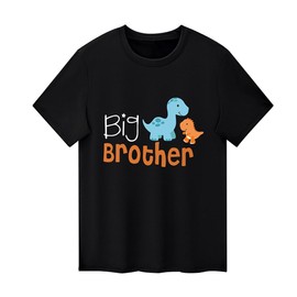 Twins Kids T Shirt Tops Baby Boys Girls Big Sister Brother Little Sis Bro Tees Sibling Matching Outfit Summer Clothes (Dinosaur 2-Big Brother-Black, 18-24 Months)