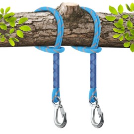 Pack of 2 Swing Tree Attachment Rope, 0.6 m Hammock Attachment Suspension Rope for Swing Hammock Yoga with Safety Buckle Rope Hammock Swing Attachment (Blue)