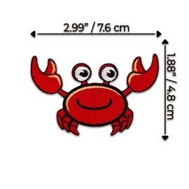 Crab Iron On Patch - Embroidered Kid Children Kids Boys Girls Baby Beach Applique Transfers Appliques Iron On Sew On Patches for Holes, Clothing, Jeans, Hat, Backpacks, Clothes, Hats (3" Crab)