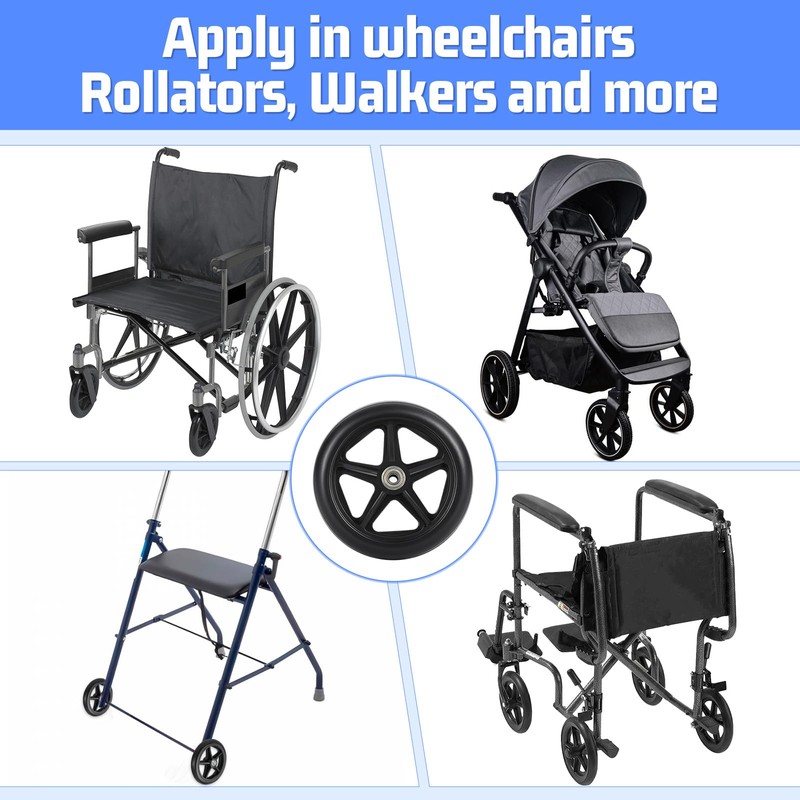 BOHUIZ 4 Pcs 6 Inch Walker Wheels Replacement, Replacement Wheels