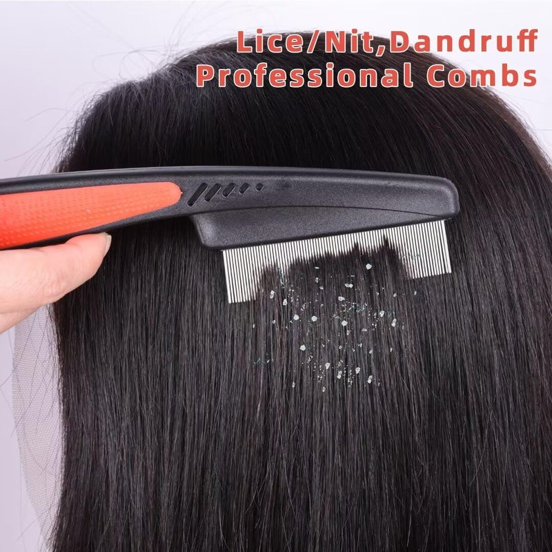 Msloosily 2 Pieces Dandruff Comb, Stainless Steel Fine Tooth Comb
