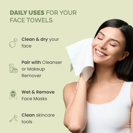 PLANTIFIQUE Toallas Faciales Desechables Xl De 25 X 30 Cm - Toallitas Faciales De Viscosa 100% Biodegradables Para El Cuidado De La Piel Femenina - Toallas De Limpieza Facial(50 Unidades)