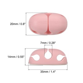 MECCANIXITY 3pcs Cable Clips Cord Organizer for Desk, 3 Slots Silicone Adhesive Cord Holders Organizer Cable Management for USB Charging Cable, Pink