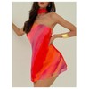 MakeMeChic Women's Mesh Tie Dye One Shoulder Mini Dress Backless