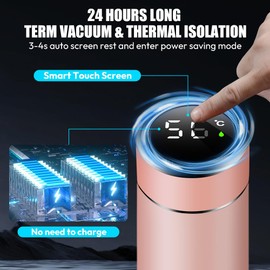 Thermos Flask 500 ml Water Bottle with LED Temperature Display, Vacuum Insulated Cup Water Bottle Made of 316/304 Stainless Steel Thermos Bottles with LED Touch Screen Leak-Proof, BPA-Free for Home