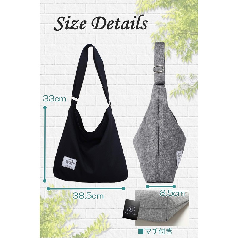 Aquamie Tote Bag, Canvas Bag, Crossbody Hanging, Zipper, Commuting, Students,