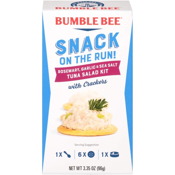 BUMBLE BEE Snack On The Run! Rosemary, Garlic & Sea Salt Tuna Salad with Crackers Kit, 3.35 Ounce Kit (Case of 12), High Protein Snack Food, Canned Tuna, Healthy Snacks for Adults