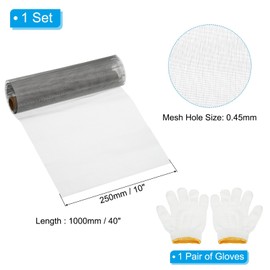 PATIKIL 40"L x 10"W Woven Wire Mesh, 40 Mesh 304 Stainless Steel Air Vent Filter Screen with Gloves for Window Security Vent Cover Filtration Animals Fence
