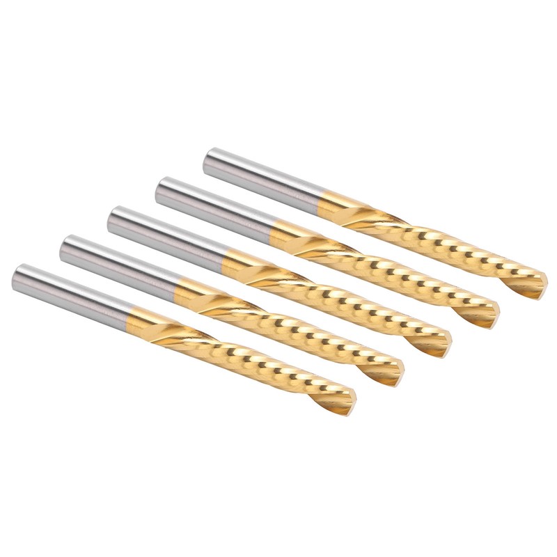 5Pcs End Mill TiPlated 1Flute CNC Spiral Router Bit HighSpeed