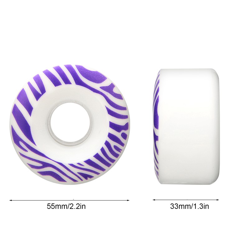 4Pcs 55x33mm PU Double Warped Skateboard Skate Skating Wheels Brush