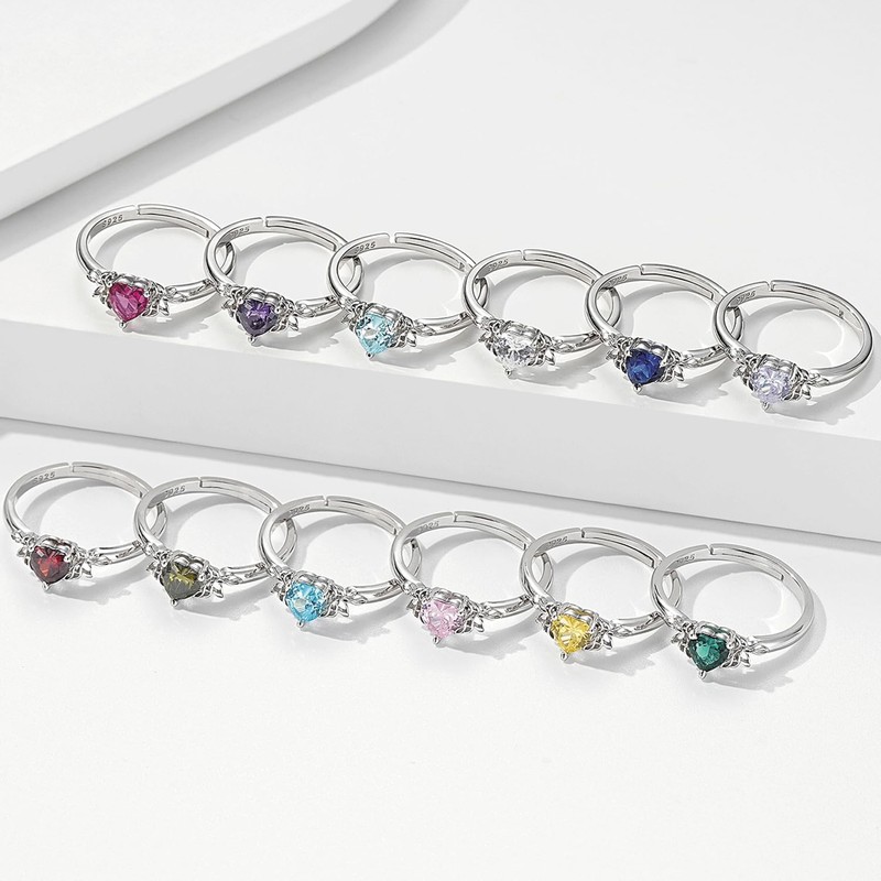 SAIERMEI Butterfly Birthstone Ring for Women Teens Daughters: Sterling Silver